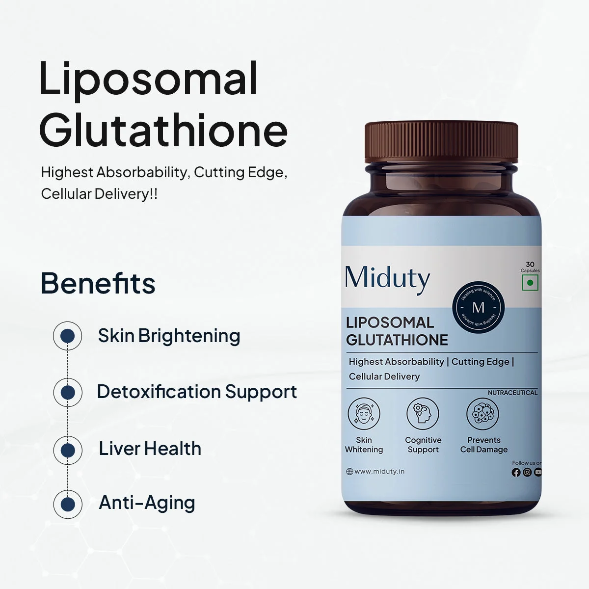 Miduty by Palak Notes Liposomal Glutathione Capsules | Advanced Lipoglo Technology | Master Antioxidant for Skin & Detox-2