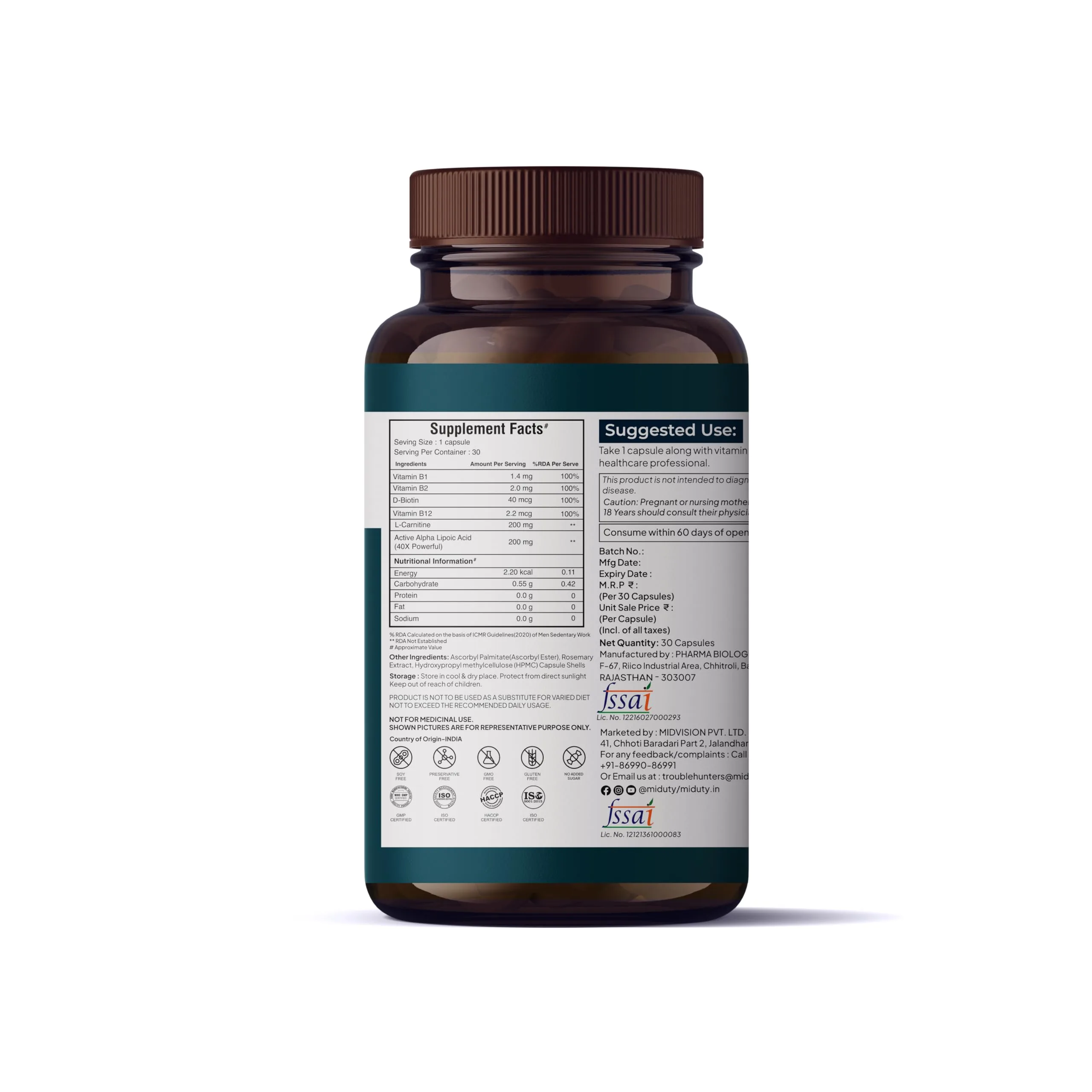Miduty by Palak Notes Nerve Pain Relief | Advanced Neuropathy Support Supplement | Active R-Lipoic Acid & Horse Chestnut Formula-2