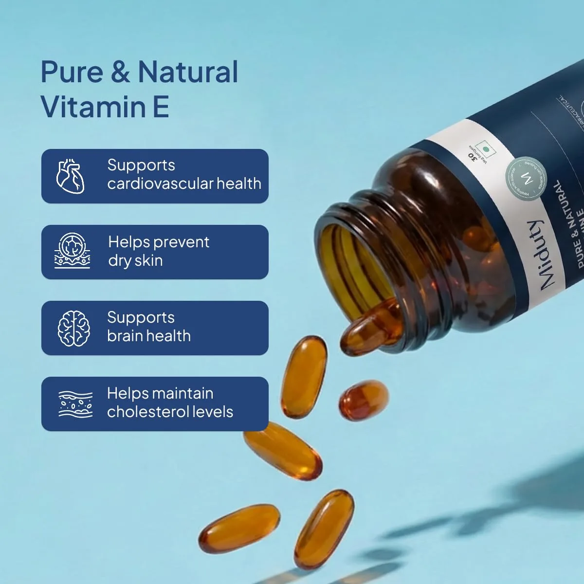 Miduty by Palak Notes Pure & Natural Vitamin E Sea Buckthorn Berry Softgels | Bioavailable D-Alpha Tocopherol | Omega Rich Antioxidant Support-3