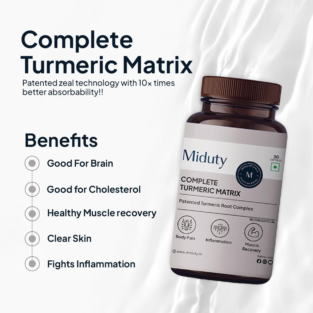 Miduty Complete Turmeric Matrix | Bioavailable Curcumin Capsules | Joint & Inflammation Support-3