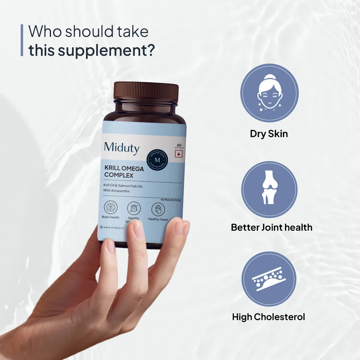 Miduty by Palak Notes Krill Omega Complex | Phospholipid Omega-3 Softgels with Astaxanthin-3
