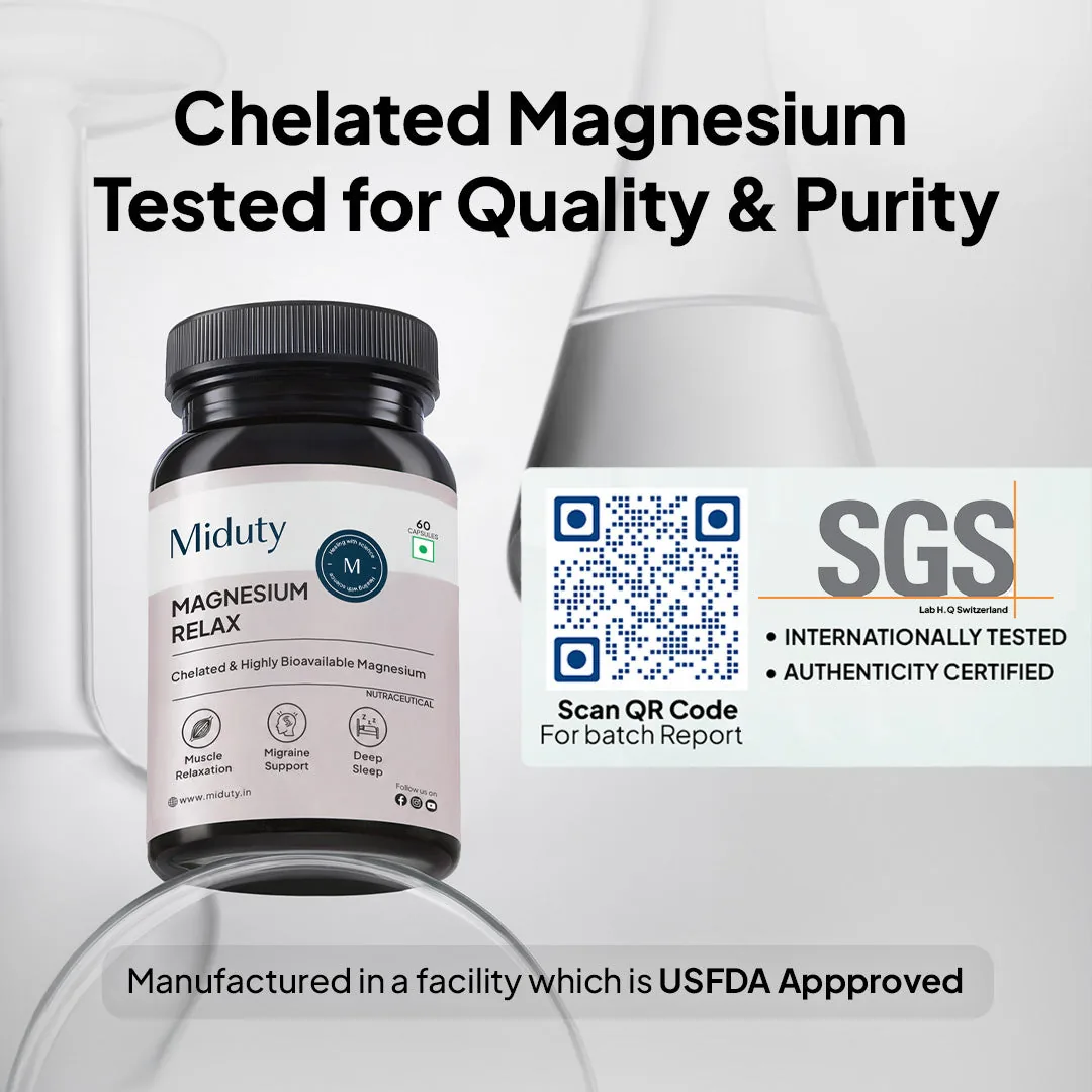 Miduty Magnesium Relax Capsules | Chelated Magnesium Bisglycinate Supplement | Muscle Recovery & Sleep Support-5