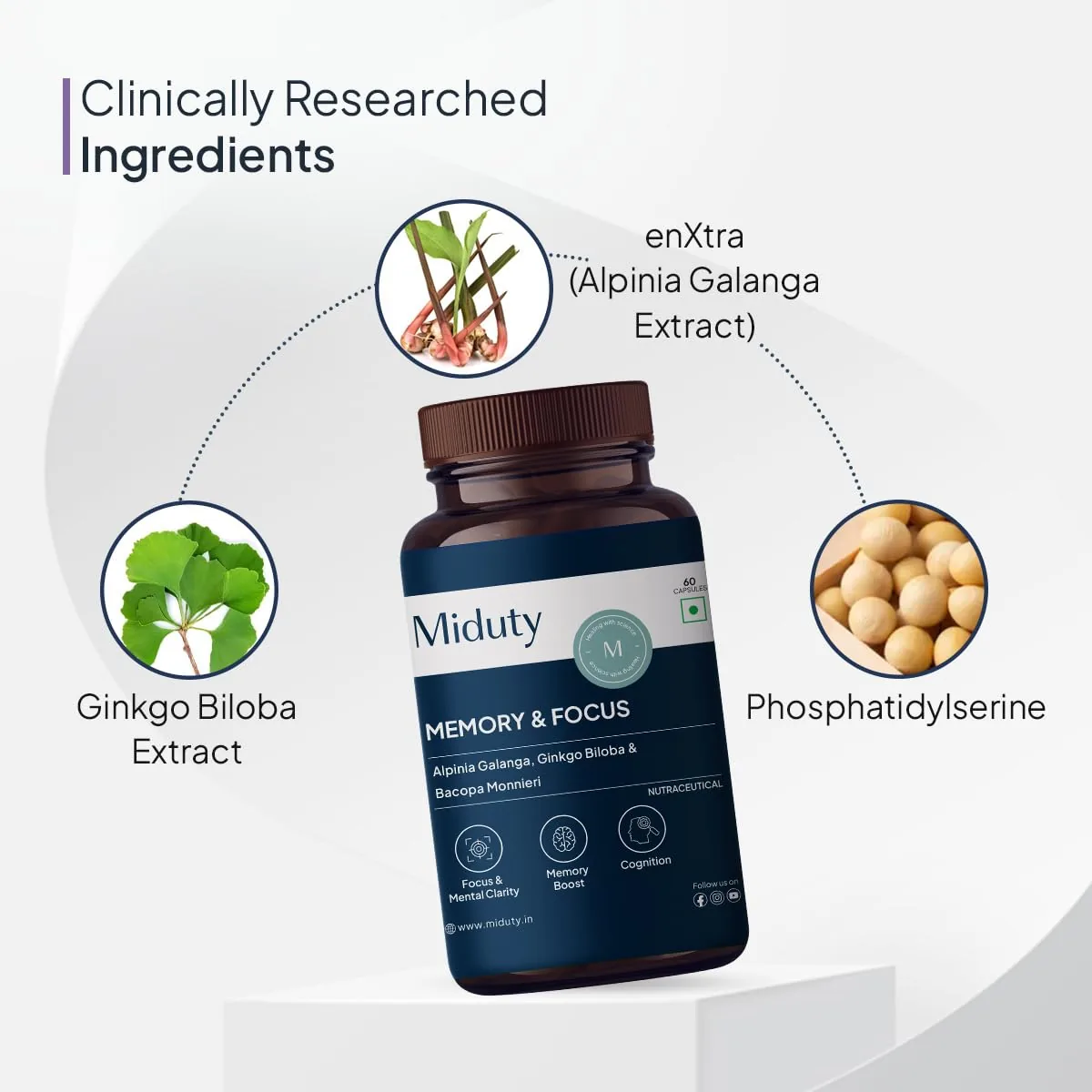 Miduty by Palak Notes Memory & Focus Capsules | Caffeine-Free Brain Booster | Cognitive Support Supplement-3