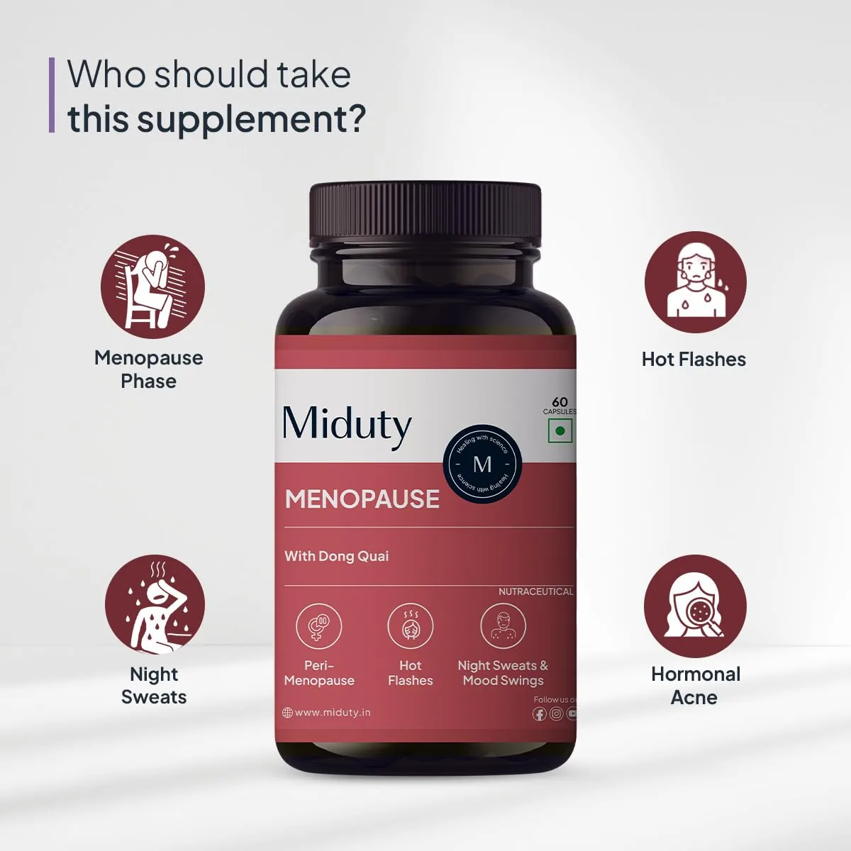 Miduty Menopause Capsules | Natural Hormonal Balance Supplement | Hot Flash & Night Sweat Relief-2