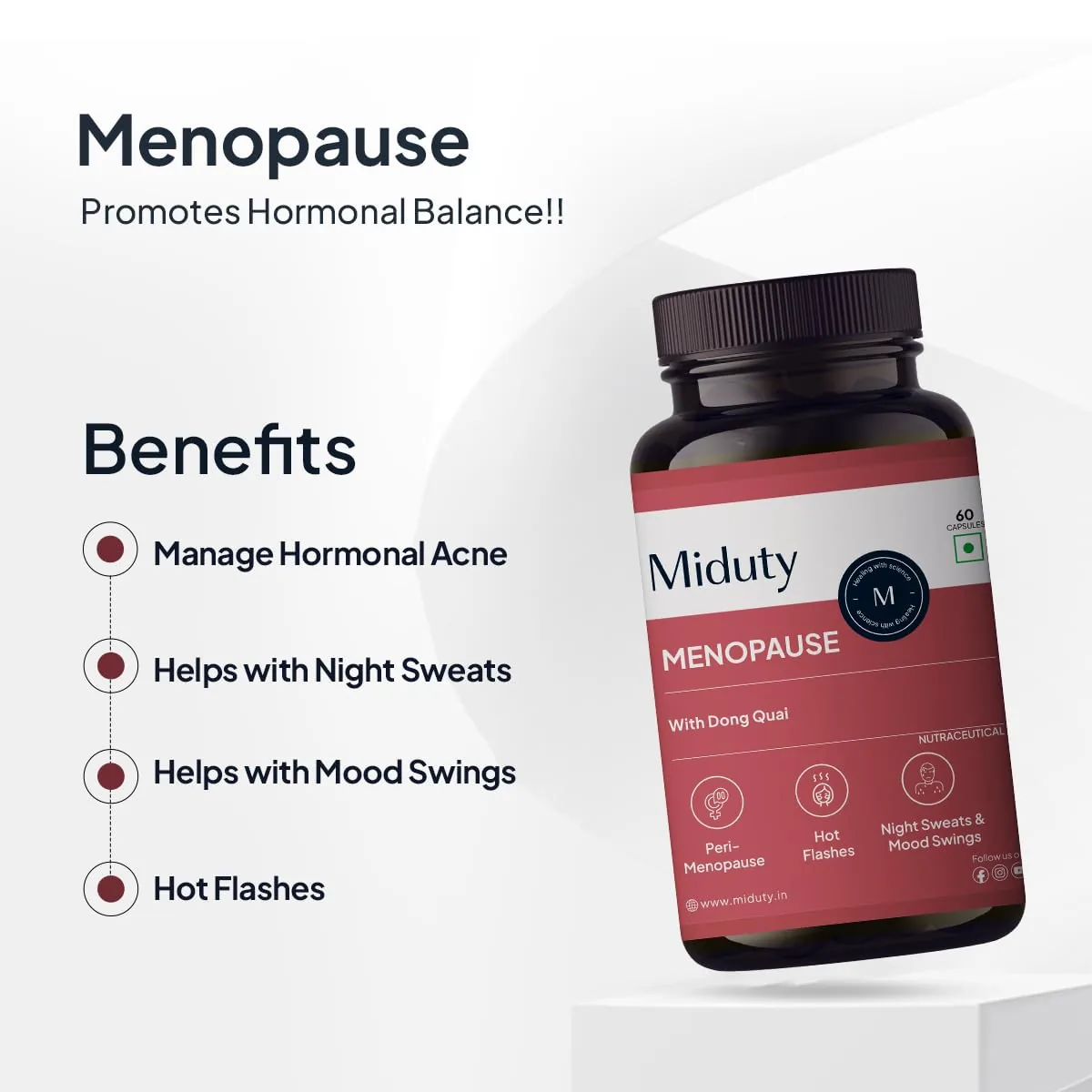 Miduty Menopause Capsules | Natural Hormonal Balance Supplement | Hot Flash & Night Sweat Relief-3
