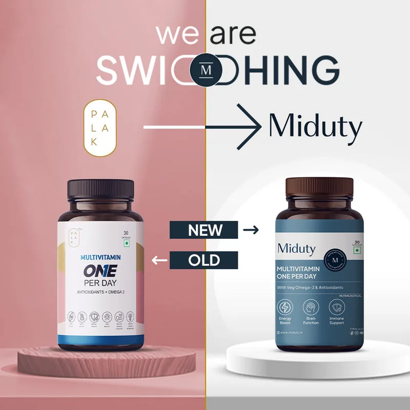 Miduty Multivitamin One Per Day Capsules | Daily Multimineral Supplement | With Vegan Omega-3 & Antioxidants-7