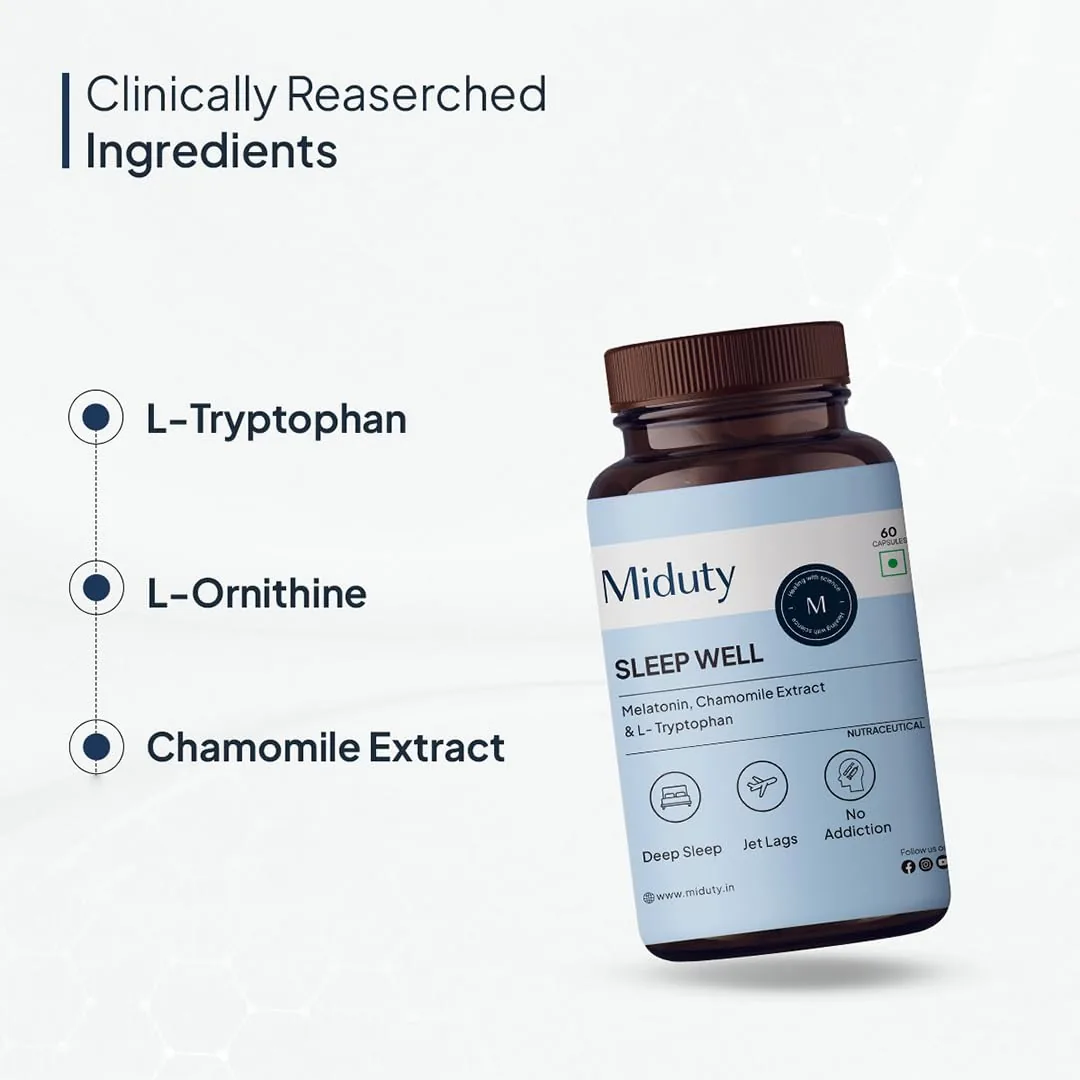 Miduty by Palak Notes Sleep Well Capsules | Natural Sleep Aid | Non-Habit Forming Formula-3