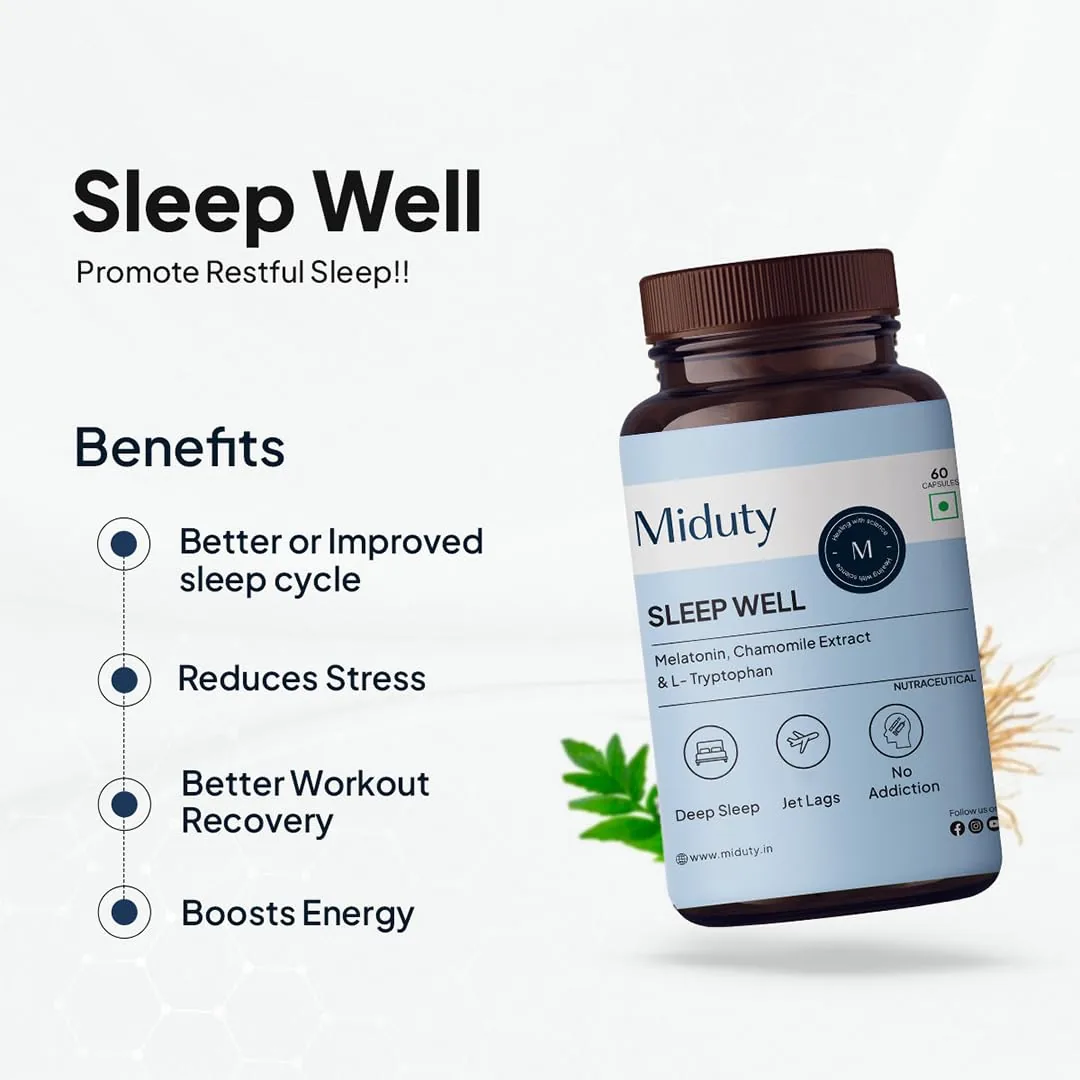 Miduty by Palak Notes Sleep Well Capsules | Natural Sleep Aid | Non-Habit Forming Formula-5