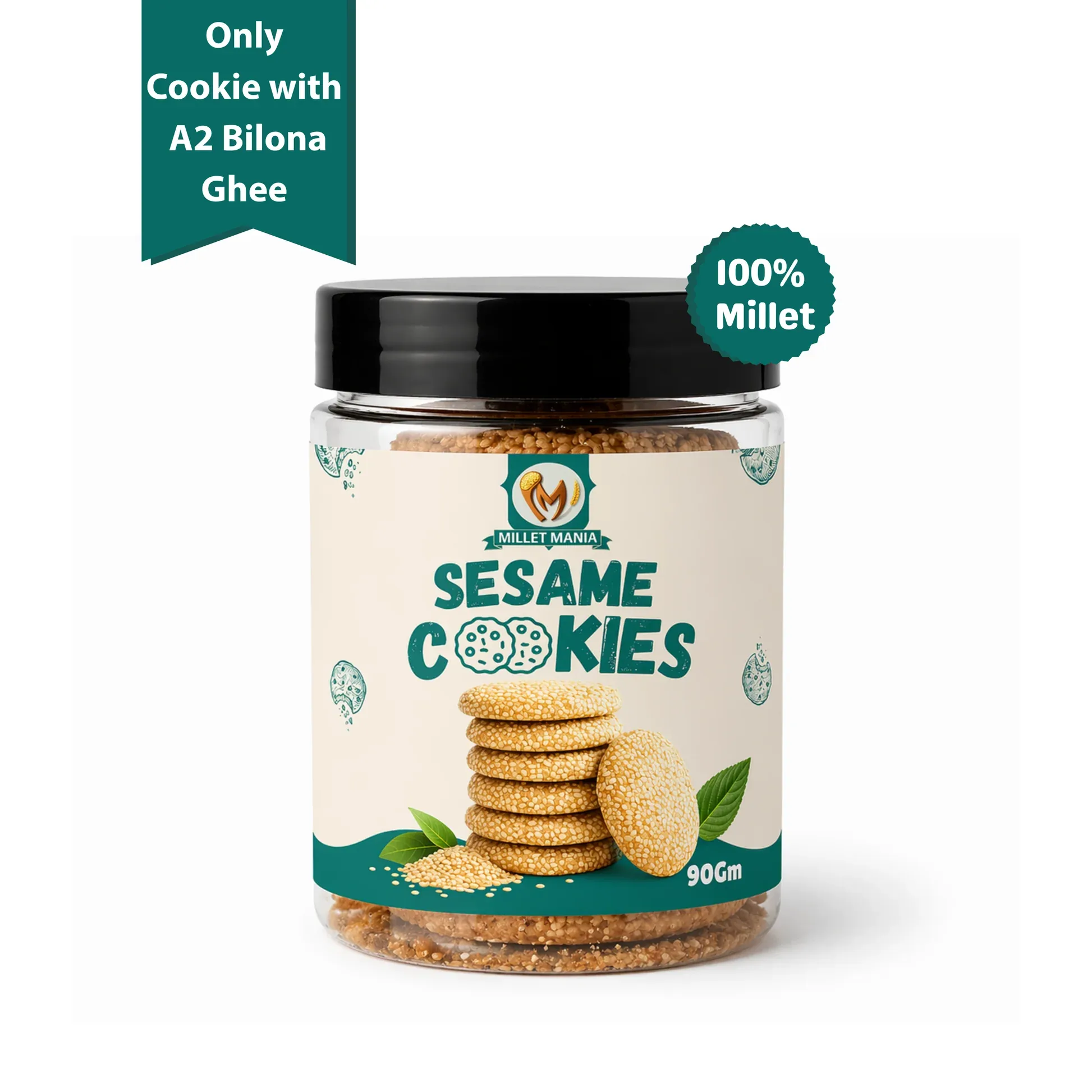 Millet Mania Millet Cookies of Bilona Ghee - Sesame (Til) Millet Mania Millet Cookies of Bilona Ghee - Sesame (Til) - 90 g