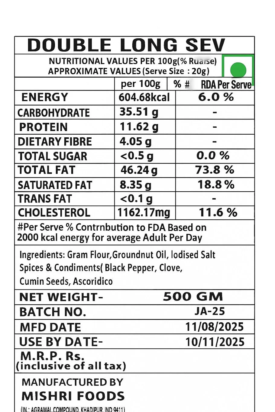 Mishri Sweets Double Long Sev | Crunchy Besan Namkeen | Spicy Black Pepper & Clove Savory Snack-3