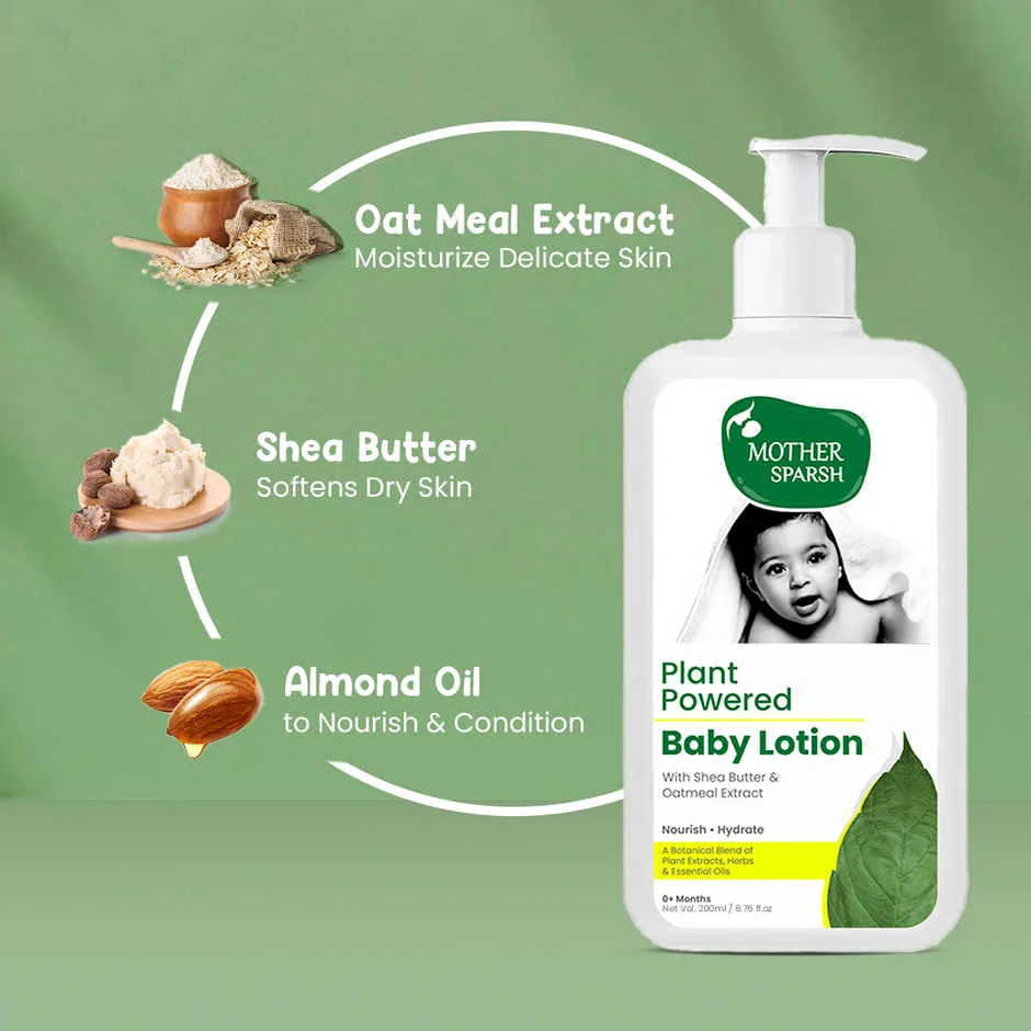 Mother Sparsh Plant Powered Natural Baby Lotion With Organic Shea Butter & Oatmeal Extract For All Day Deep Hydration-4