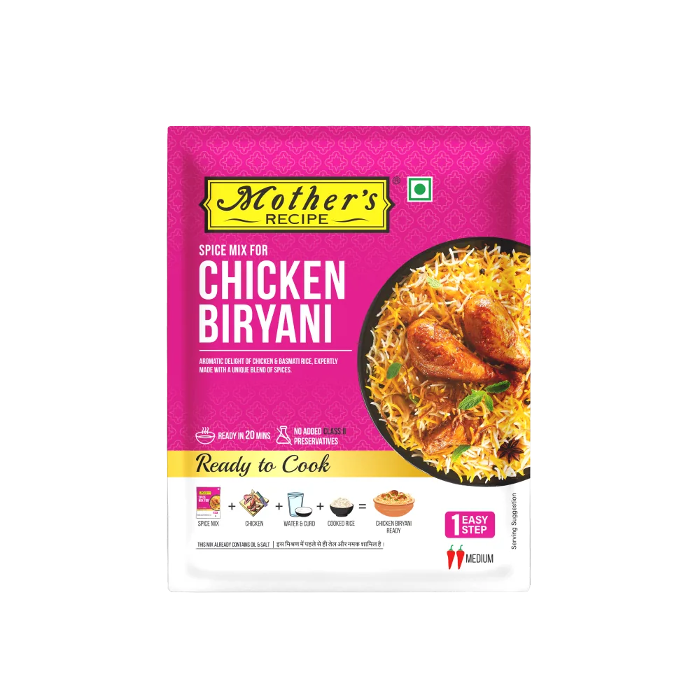 Mother's Recipe mix-Chicken Biryani 100 gm Pouch Front Side Package