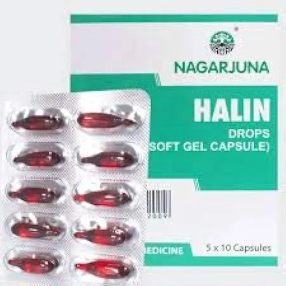 Nagarjuna Ayurveda Halin Drops Soft Gel Capsules | Ayurvedic Inhalant | Relief from Congestion & Cold-1