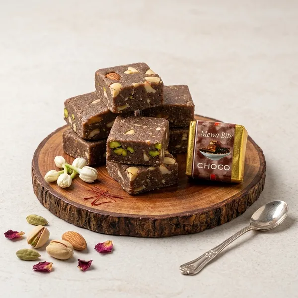Nathu's Chocolate Mewa Bites | Dry Fruit Burfi Sweets | Authentic Indian Festive Gift Box