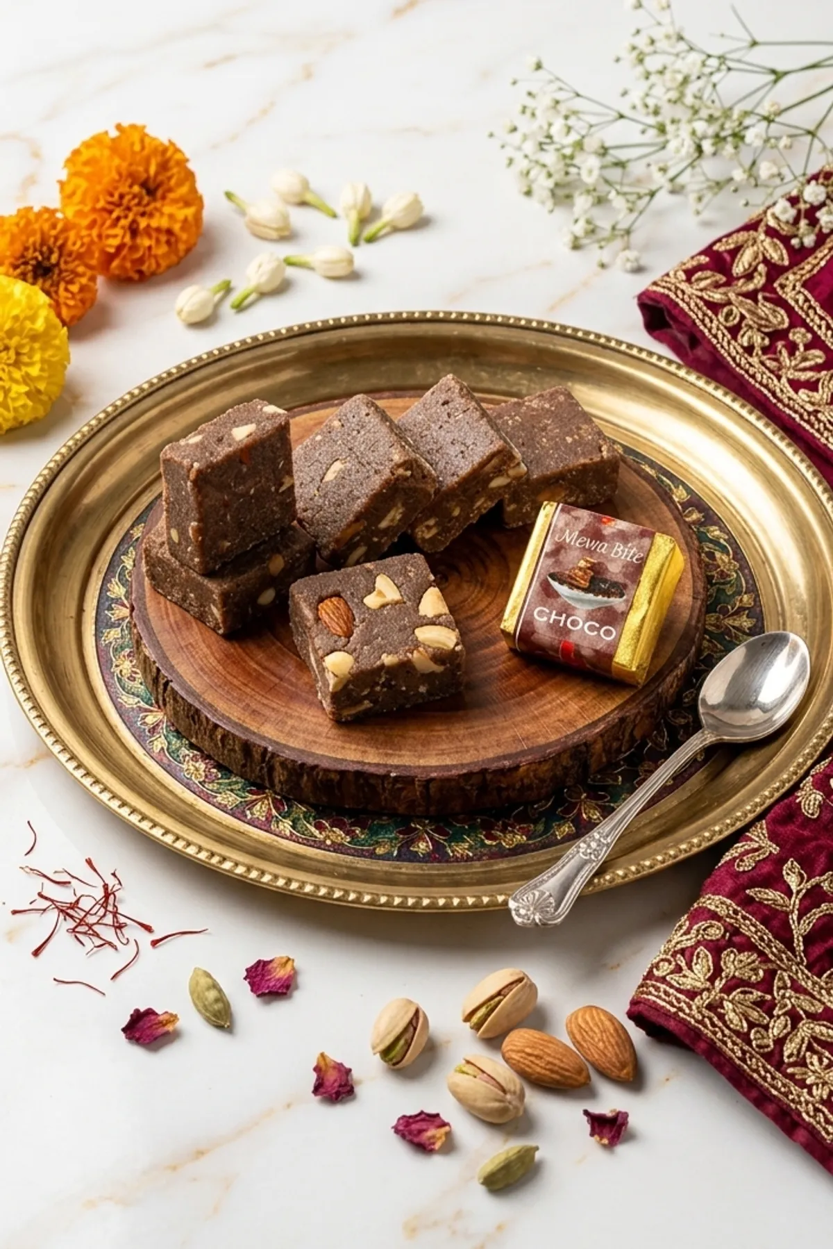Nathu's Chocolate Mewa Bites | Dry Fruit Burfi Sweets | Authentic Indian Festive Gift Box-2