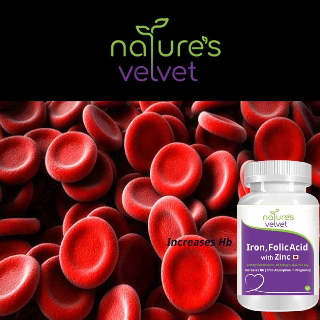 Nature's Velvet Iron, Folic Acid & Zinc Softgels | Daily Red Blood Cell & Immune Support Supplement-2
