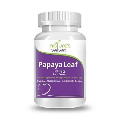 Nature's Velvet Papaya Leaf Capsules | Herbal Dietary Supplement | Platelet and Digestive Support-1