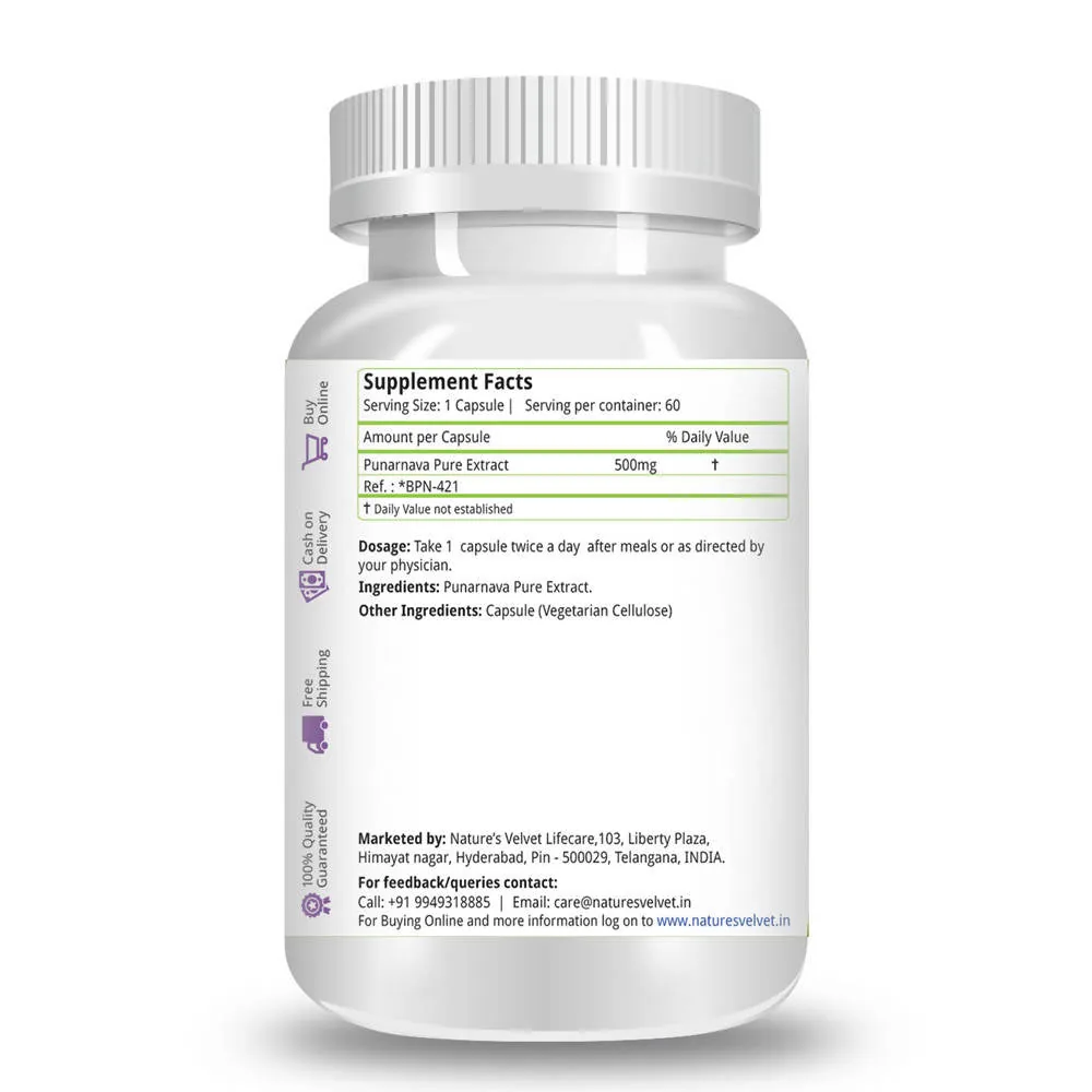 Nature's Velvet Punarnava Pure Extract Capsules | Natural Kidney & Urinary Support Supplement-2