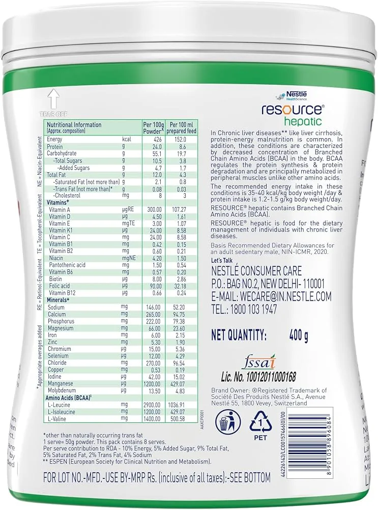 Nestle Resource Hepatic Protein Powder | Vanilla Flavor | Specialized Nutritional Support-2
