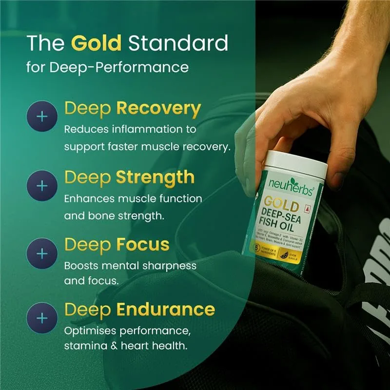 Neuherbs Deep-Sea Omega 3 Fish Oil Softgels | Triple Strength EPA & DHA | Lemon Flavored Joint & Heart Support-5