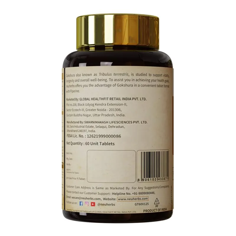Neuherbs Gokshura Tablets for Men | Ayurvedic Vitality & Strength Supplement | Natural Tribulus Terrestris with Piperine-2
