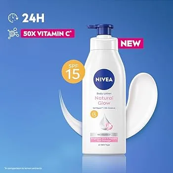 Nivea Body Lotion Natural Glow Cell Repair | Daily Body Moisturizer | Vitamin C & SPF 15 for Even-Toned Skin-3