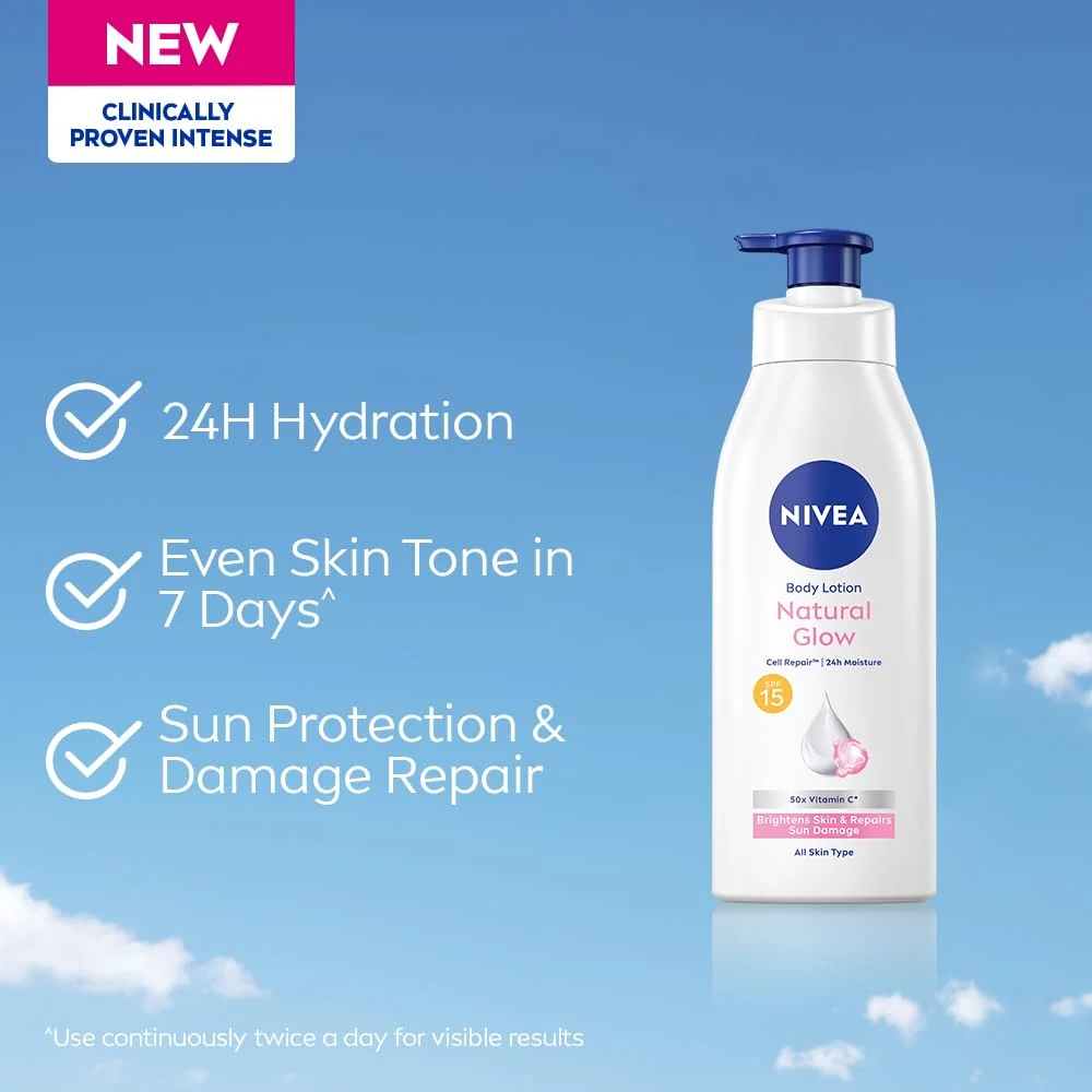 Nivea Body Lotion Natural Glow Cell Repair | Daily Body Moisturizer | Vitamin C & SPF 15 for Even-Toned Skin-5