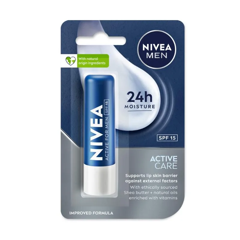 Nivea Men Active Care Lip Balm | Shine-Free Moisture | SPF 15 Sun Protection-1