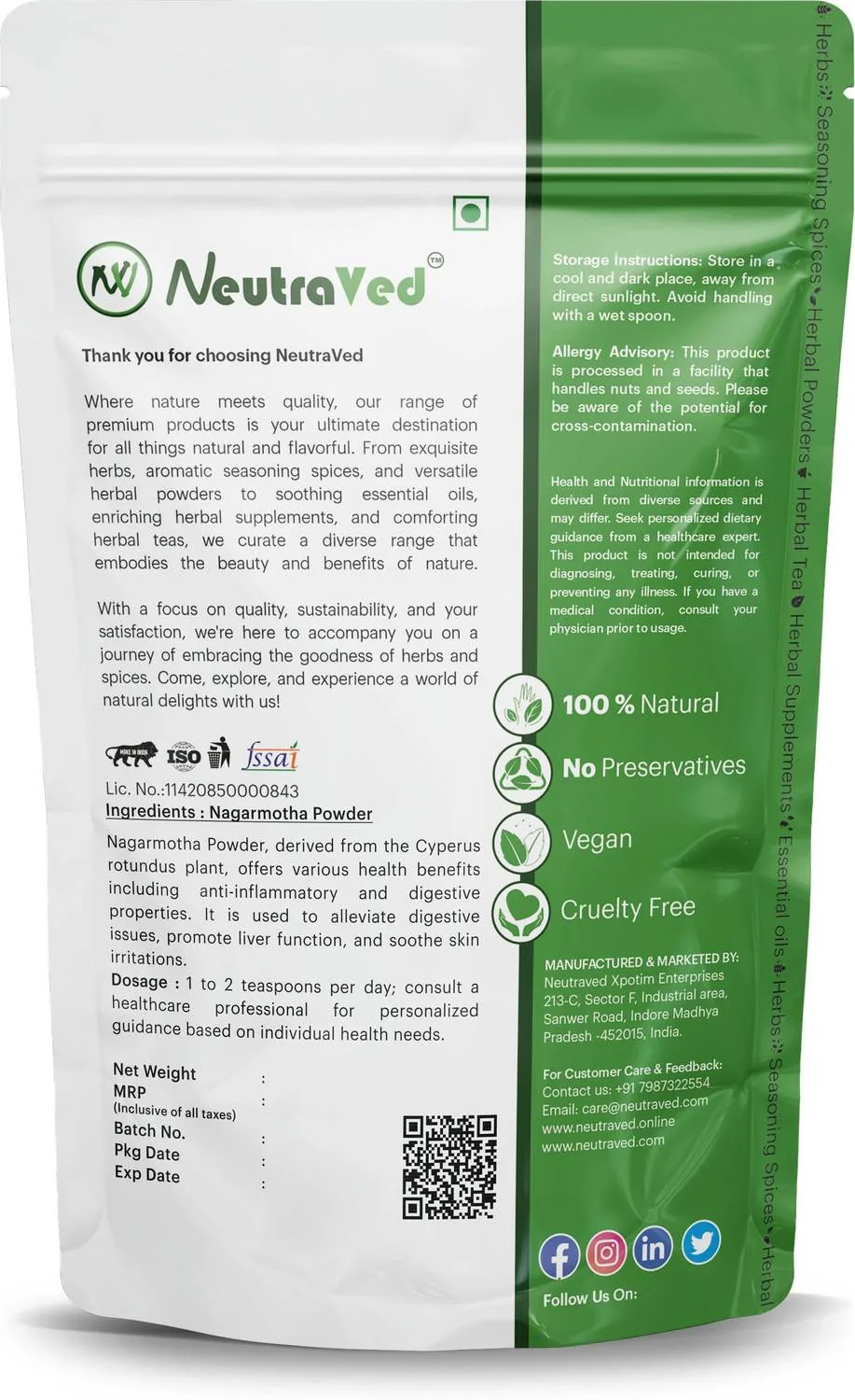 NeutraVed Nagarmotha Powder | Pure Nutgrass Root Churna | For Digestive Wellness & Hair Care-5