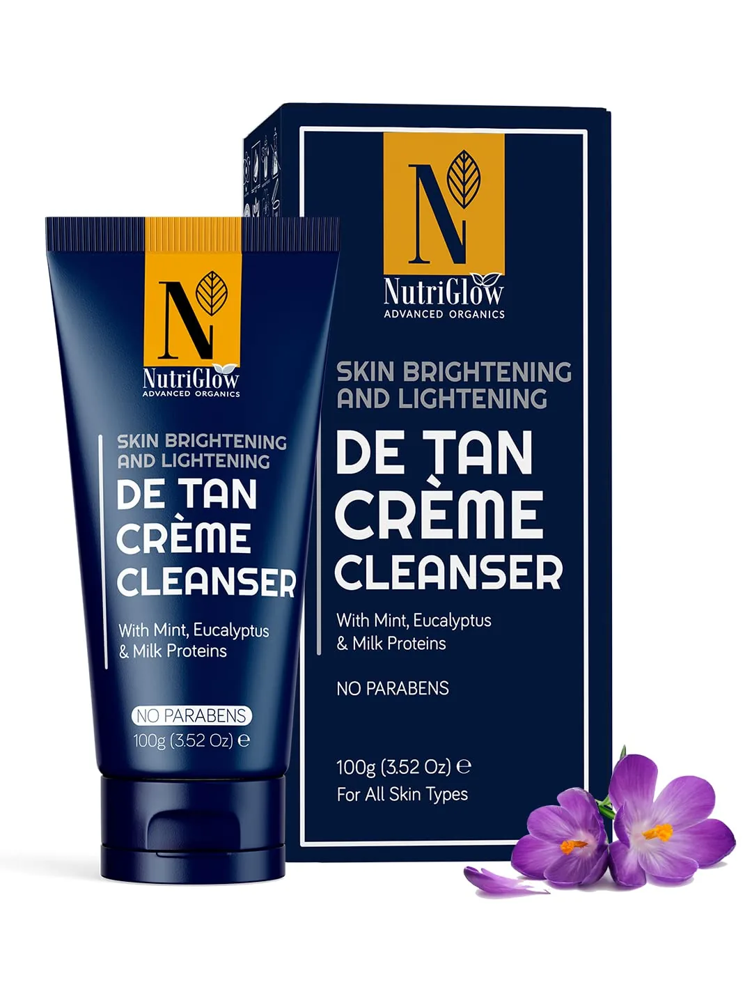 NutriGlow Advance Organics De Tan Cream Cleanser | Brightening Face Wash | Tan Removal & Hydration 100 ml