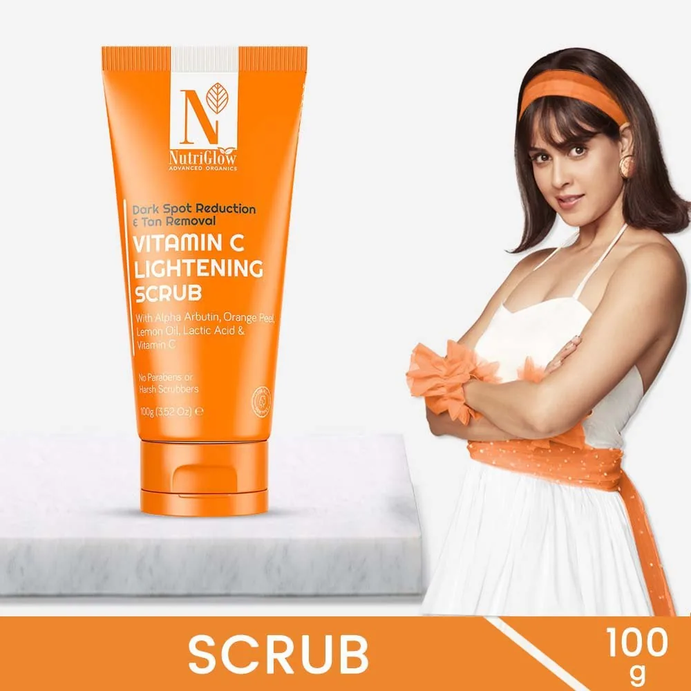 Nutriglow Advanced Organics Vitamin C Lightening Scrub | Exfoliating Face Cleanser | Dark Spot & Tan Care-2