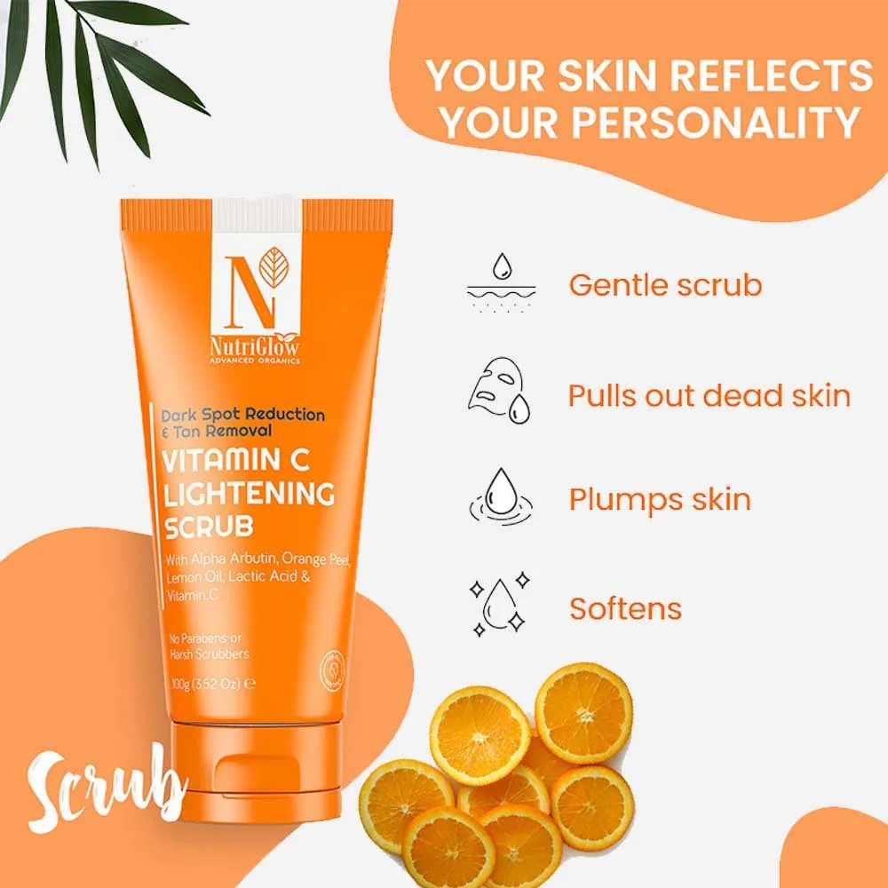 Nutriglow Advanced Organics Vitamin C Lightening Scrub | Exfoliating Face Cleanser | Dark Spot & Tan Care-3
