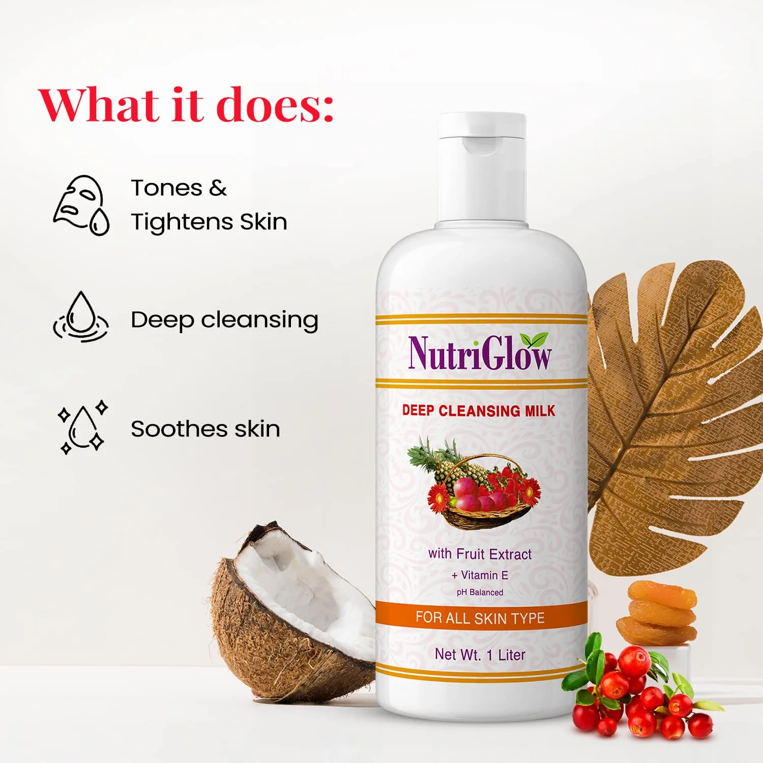 NutriGlow Deep Cleansing Milk | Gentle Face Cleanser & Makeup Remover | Hydrating Formula for All Skin Types-3