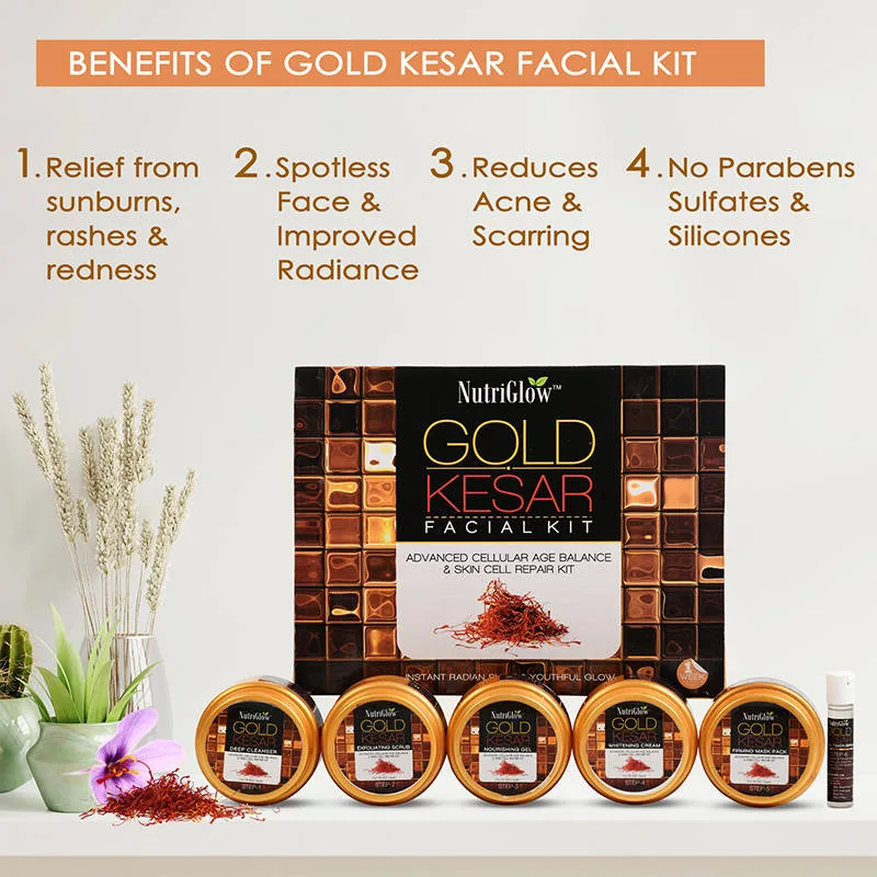 NutriGlow Gold Kesar Facial Kit | 6-Step Skin Radiance Treatment | Instant Glow & Deep Nourishment-2