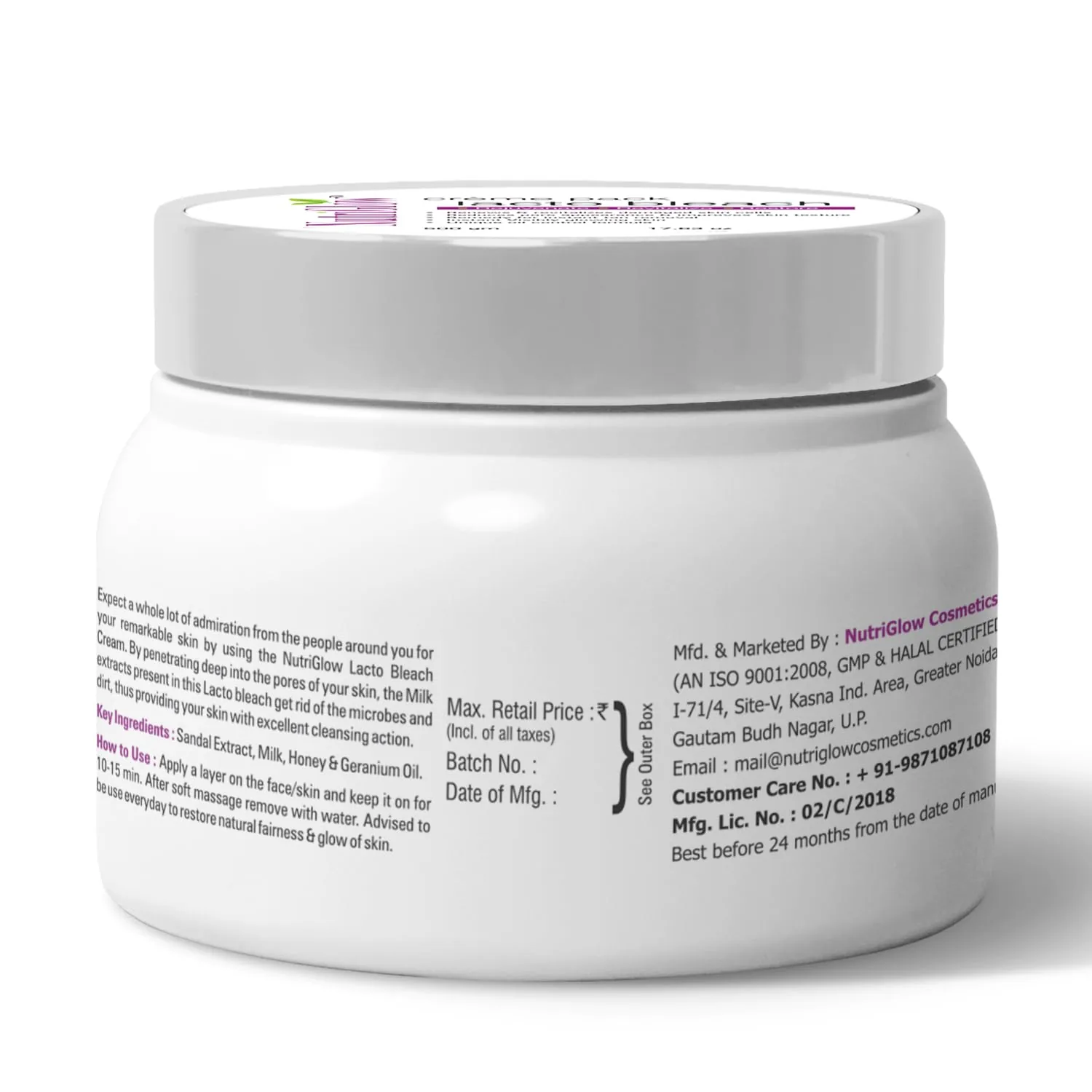 NutriGlow Lacto Bleach With Honey & Milk Extracts - For All Skin Types-2