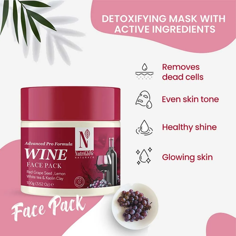 NutriGlow NATURAL'S Advanced Pro Formula Wine Face Pack | Deep Cleansing Clay Mask | Glowing & Even-Toned Skin-3