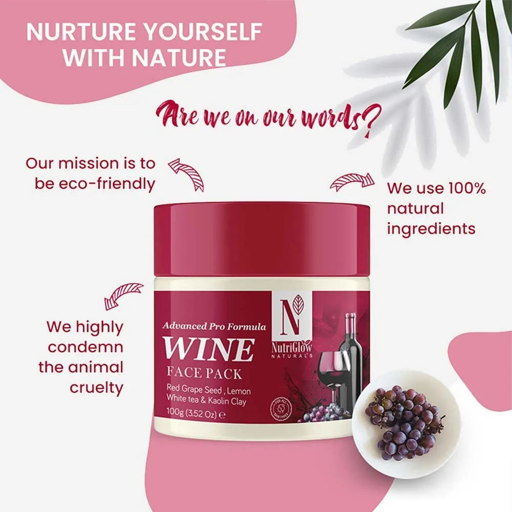 NutriGlow NATURAL'S Advanced Pro Formula Wine Face Pack | Deep Cleansing Clay Mask | Glowing & Even-Toned Skin-4