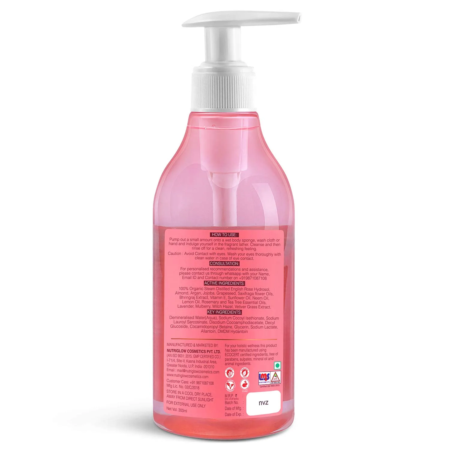 NutriGlow NATURAL'S English Rose Shower Gel | Gentle Body Wash | Mulberry Extract for Long Lasting Freshness-2