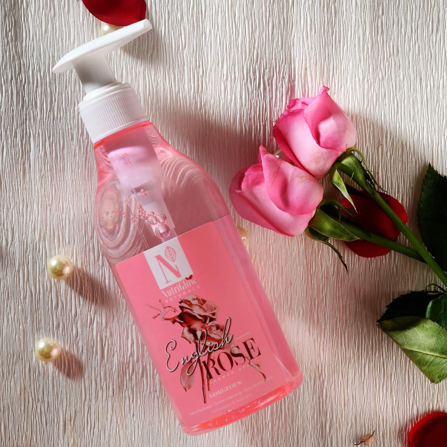 NutriGlow NATURAL'S English Rose Shower Gel | Gentle Body Wash | Mulberry Extract for Long Lasting Freshness-4