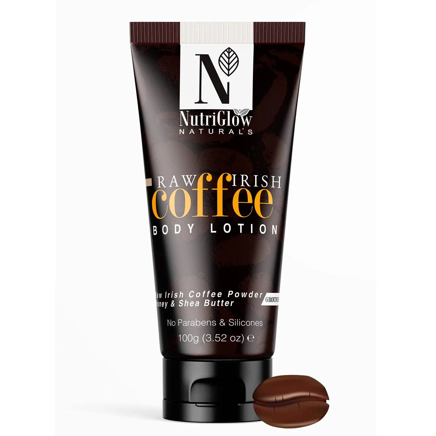 NutriGlow NATURAL'S Raw Irish Coffee Body Lotion | Lightweight Skin Smoothing Moisturizer | Non-Greasy Hydration with Shea Butter & Honey 100 gm