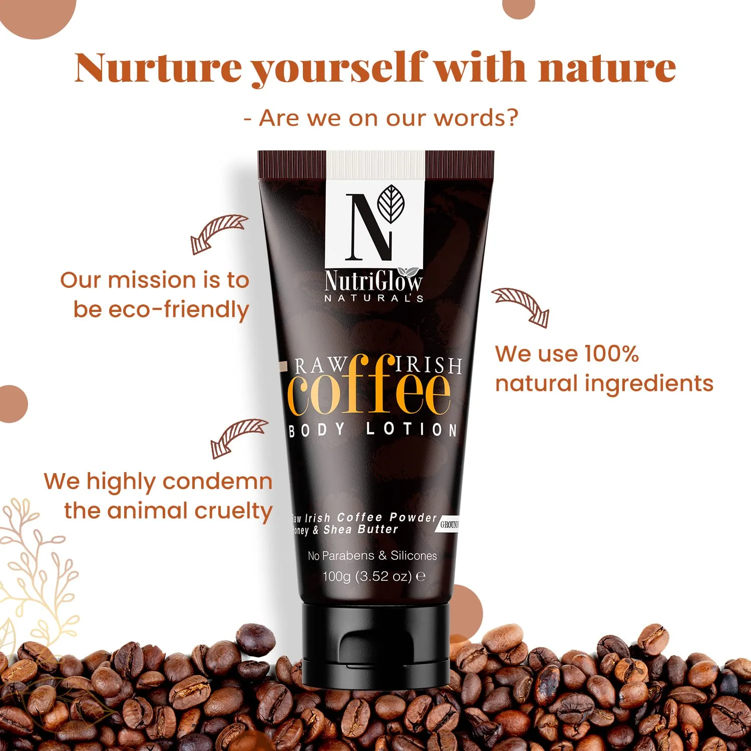 NutriGlow NATURAL'S Raw Irish Coffee Body Lotion | Lightweight Skin Smoothing Moisturizer | Non-Greasy Hydration with Shea Butter & Honey-3