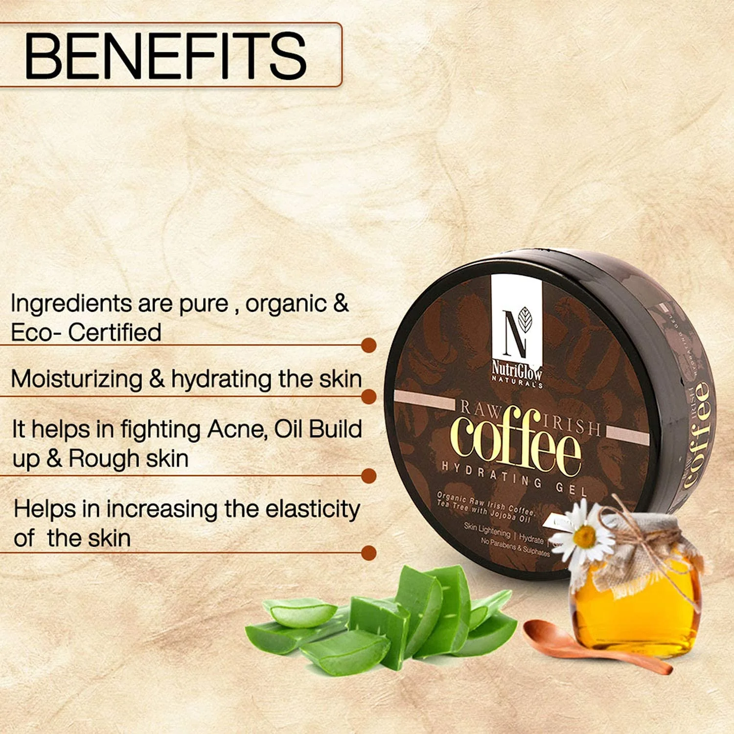 NutriGlow NATURAL'S Coffee Hydrating Gel | Raw Irish Coffee Face Gel | Oil-Balancing & Hydrating Formula-2