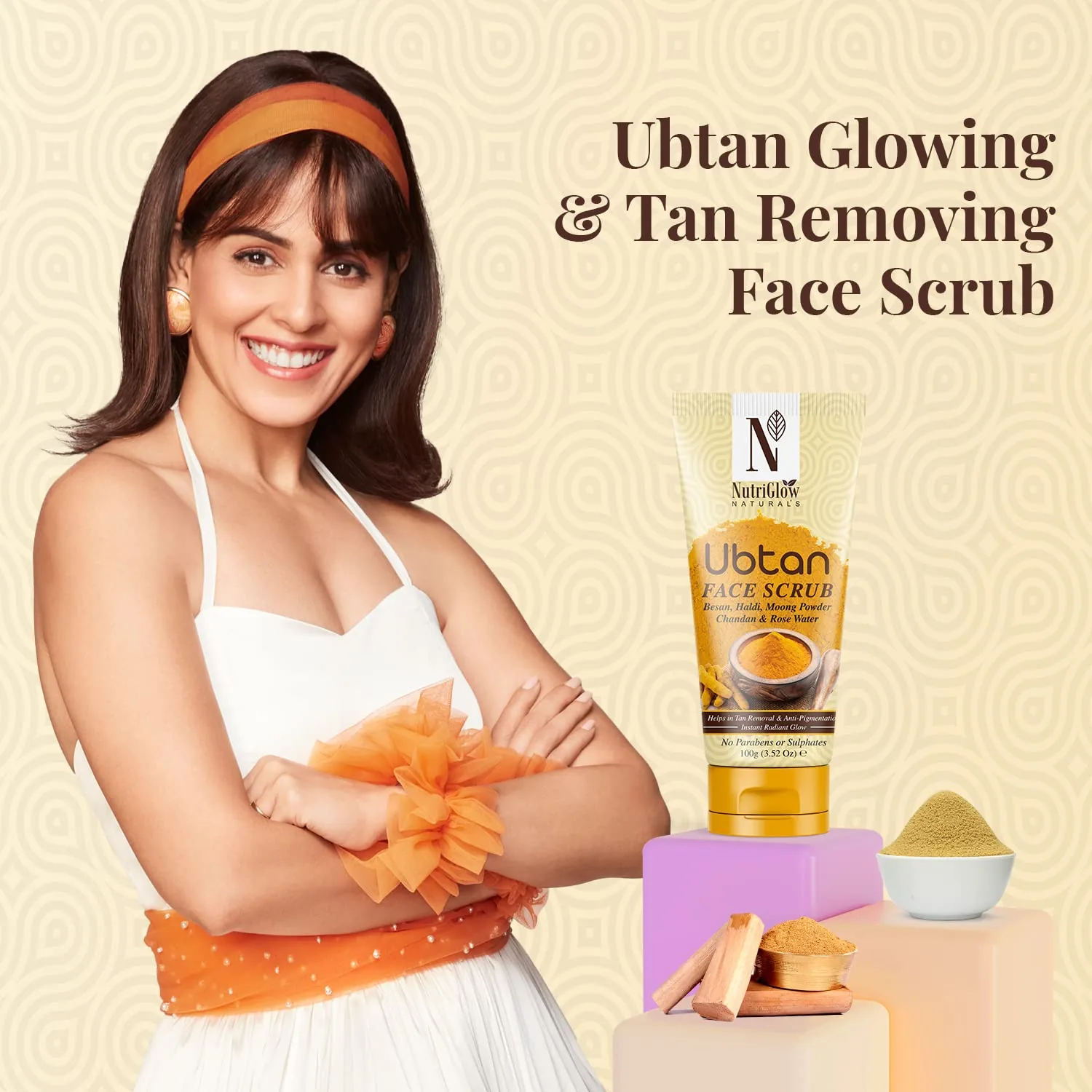NutriGlow Natural's Ubtan Face Scrub | Exfoliating Skin Cleanser | Tan Removal & Glowing Skin-4