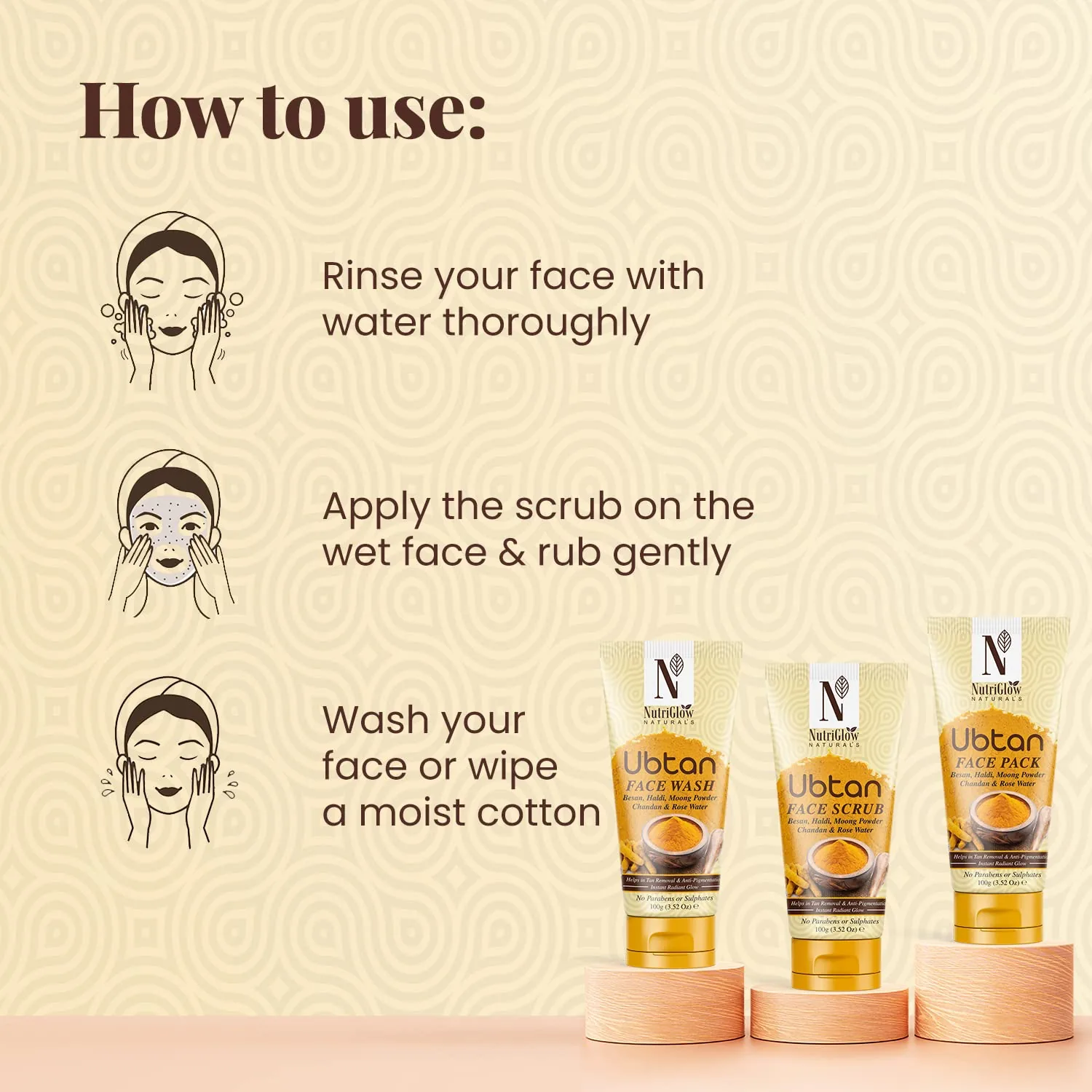 NutriGlow Natural's Ubtan Face Scrub | Exfoliating Skin Cleanser | Tan Removal & Glowing Skin-5