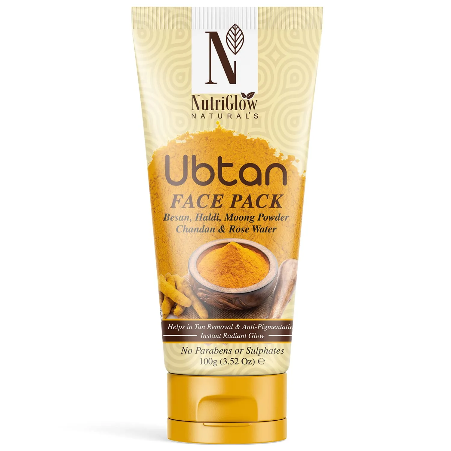 NutriGlow NATURAL'S Ubtan Face Wash | Brightening Cleanser | Traditional Haldi & Chandan Formula 100 gm