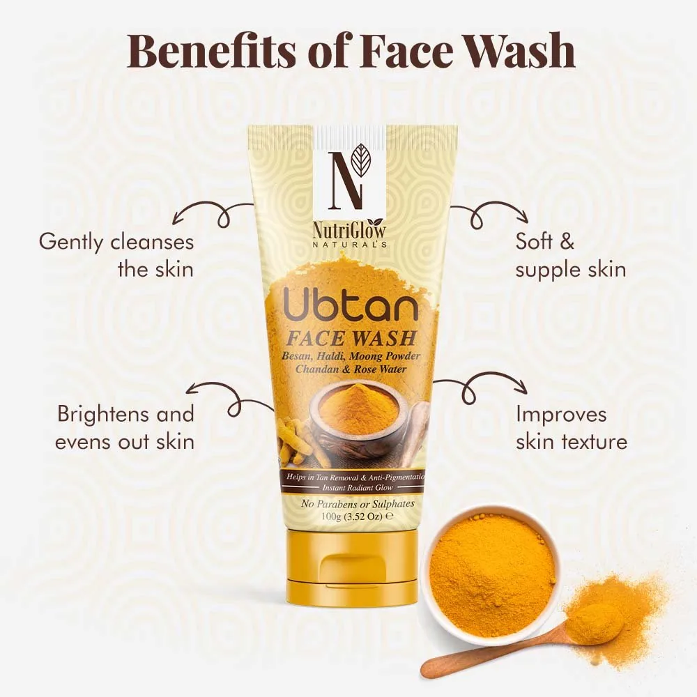 NutriGlow NATURAL'S Ubtan Face Wash | Brightening Cleanser | Traditional Haldi & Chandan Formula-3