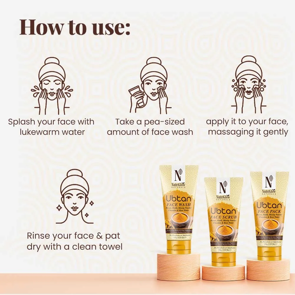 NutriGlow NATURAL'S Ubtan Face Wash | Brightening Cleanser | Traditional Haldi & Chandan Formula-5