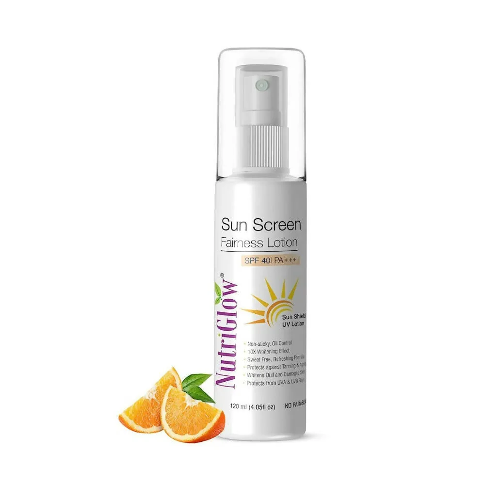 NutriGlow Sunscreen Fairness Lotion SPF 40 PA+++ | Broad Spectrum Sunscreen | Tan Removal and Skin Brightening Formula 120 ml