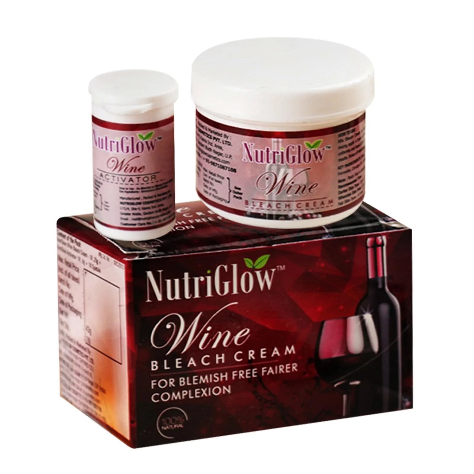NutriGlow Wine Bleach Cream | Facial Hair Lightening & Tan Removal Cream | With Grape Extracts-2