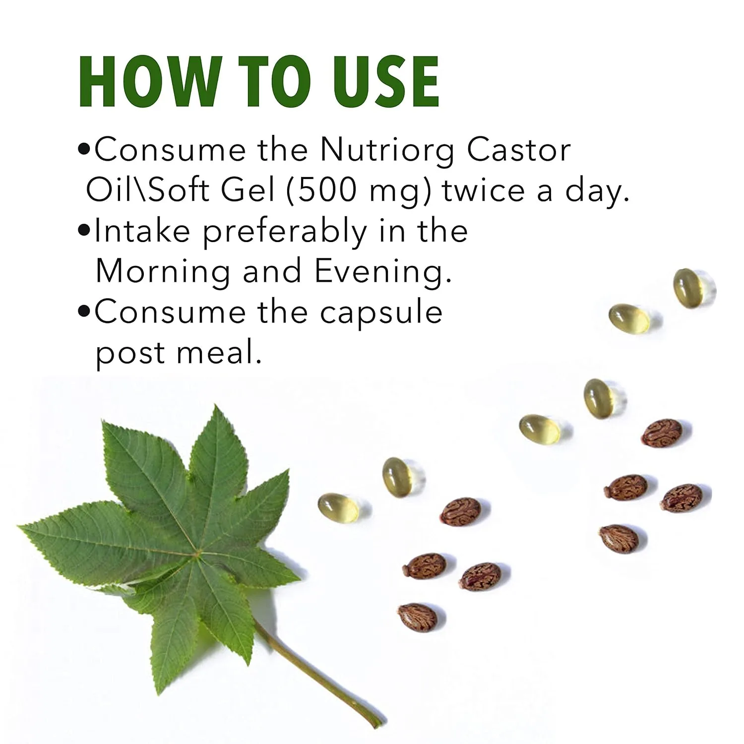 Nutriorg Castor Oil Soft Gel Capsules | Cold-Pressed & Hexane-Free | Natural Laxative & Skin Hydration-3